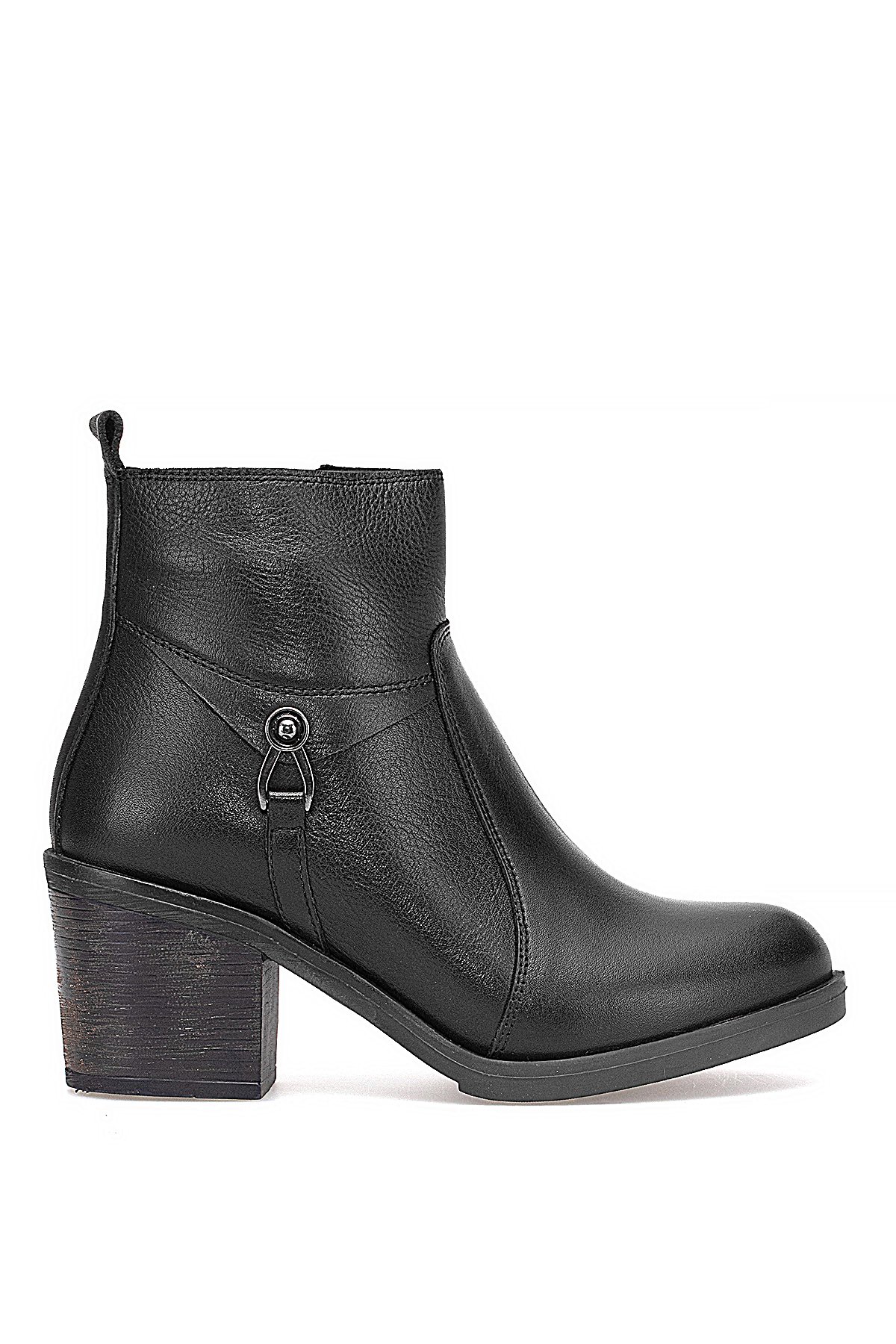 9361 Kadın Hakiki Deri Topuklu Bot Siyah - Görsel 2
