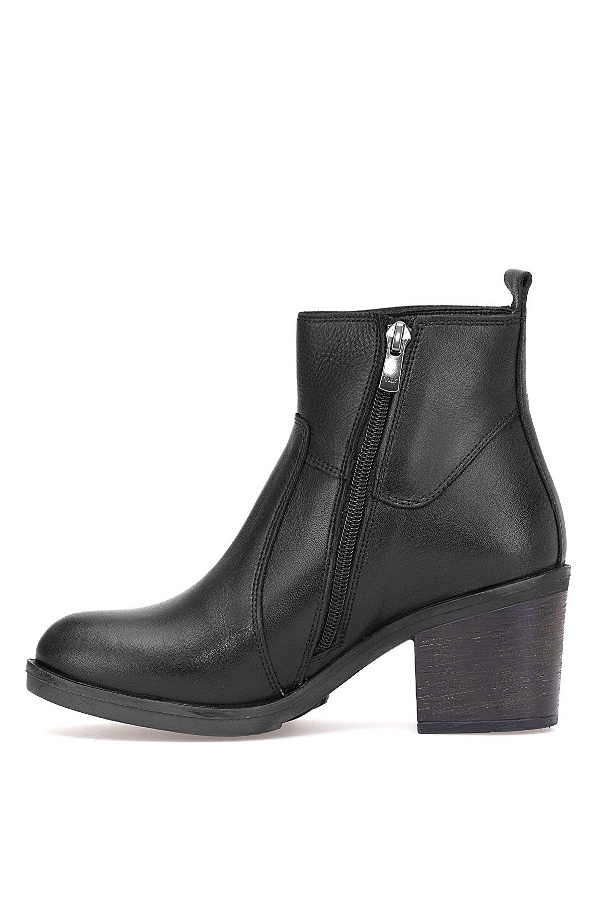 9361 Kadın Hakiki Deri Topuklu Bot Siyah - Görsel 4
