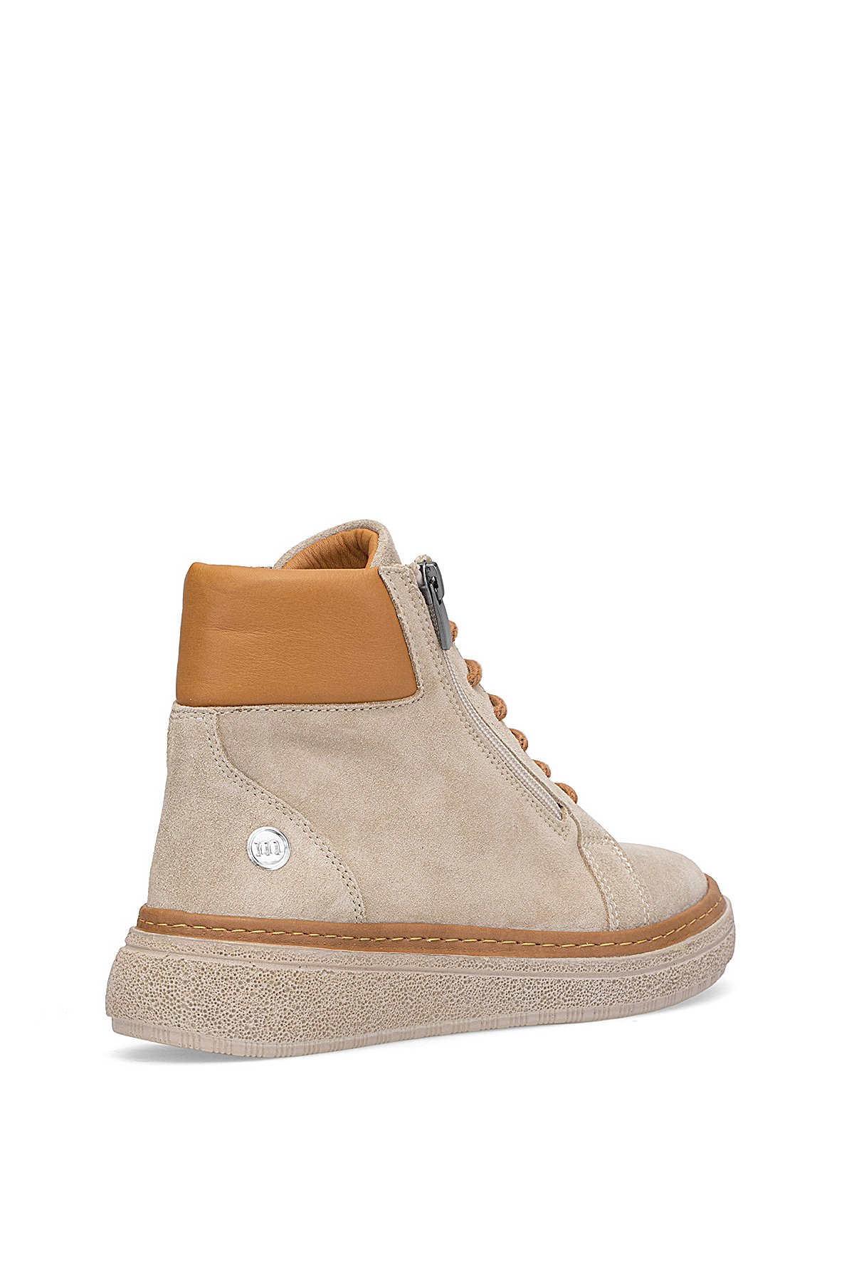 D25KB-1020 Kadın Hakiki Süet Deri Düz Bot Bej - Görsel 5