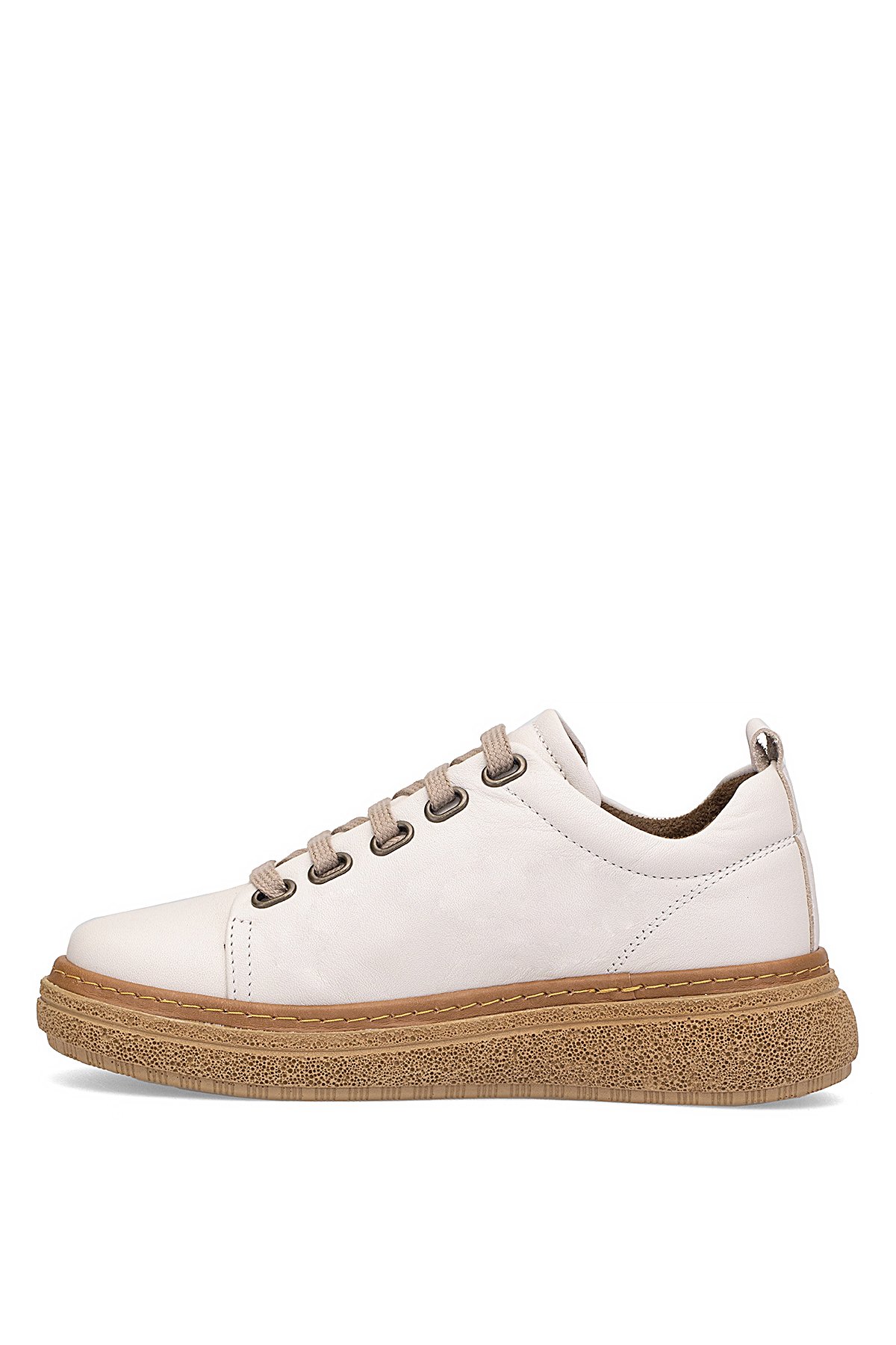 D25YA-120 Kadın Hakiki Deri Casual Ayakkabı Kemik - Görsel 4