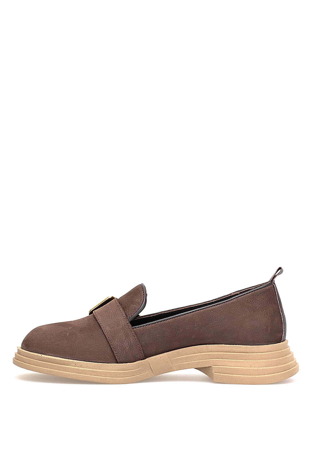 D25KA-755 Kadın Hakiki Nubuk Deri Casual Ayakkabı Kahverengi - Görsel 4