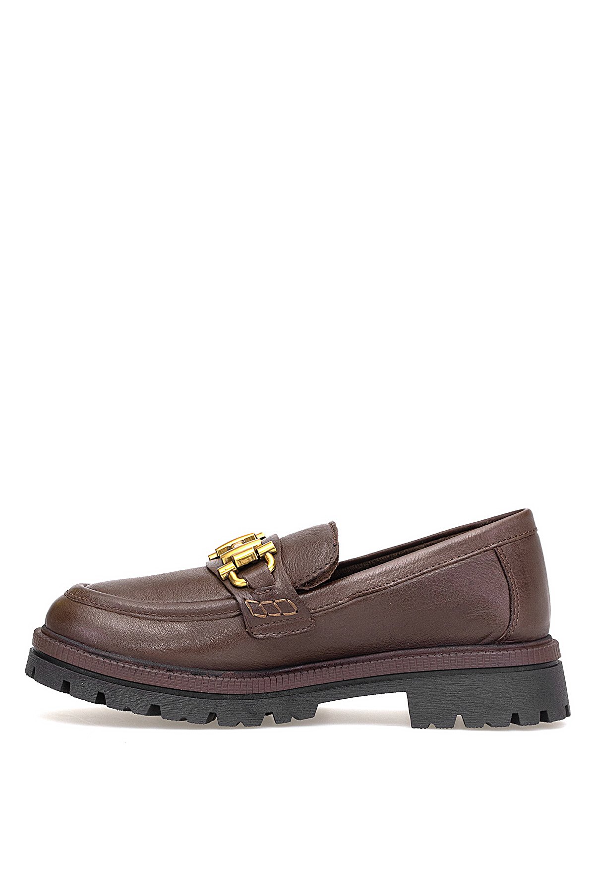 D25KA-3195 Kadın Hakiki Deri Casual Ayakkabı Kahverengi - Görsel 4