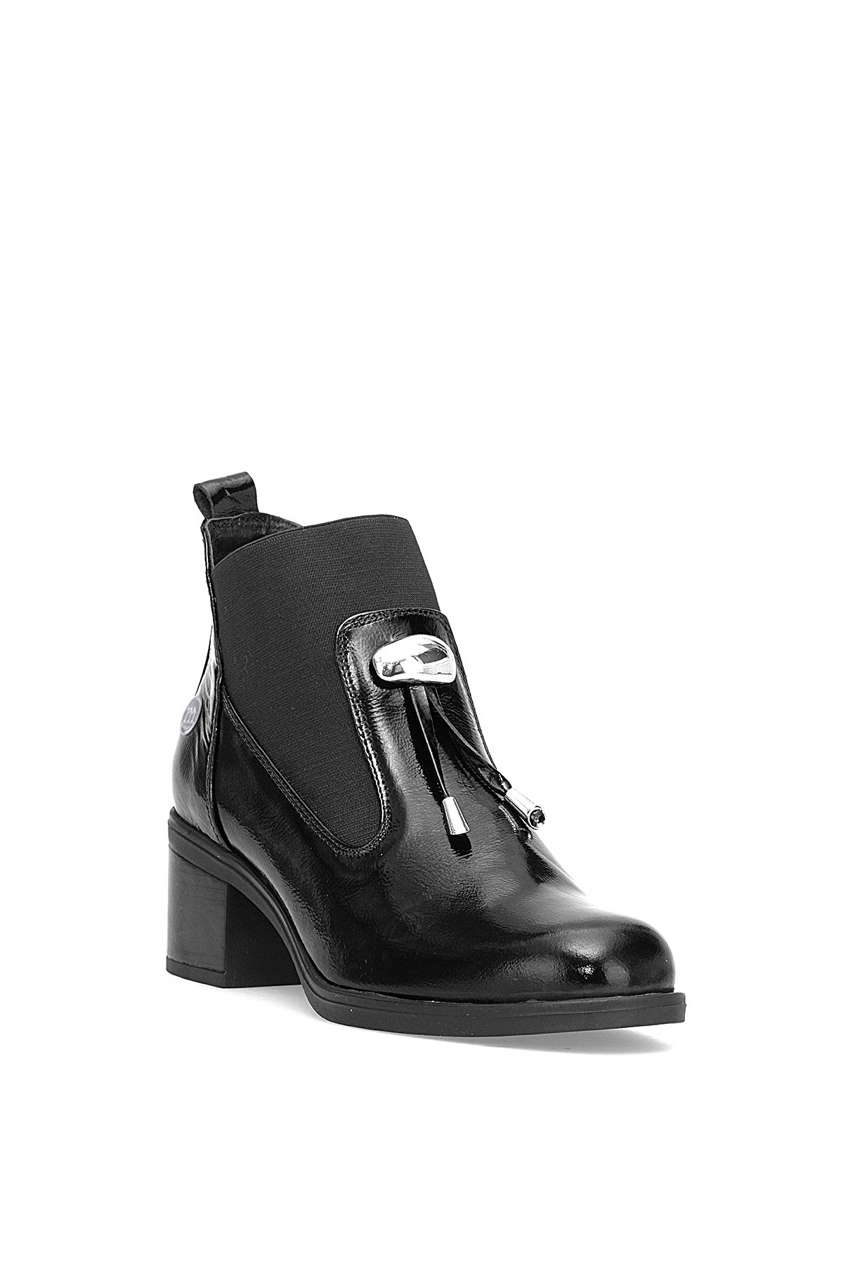 D25KB-1805 Kadın Hakiki Rugan Deri Topuklu Bot Siyah - Görsel 3