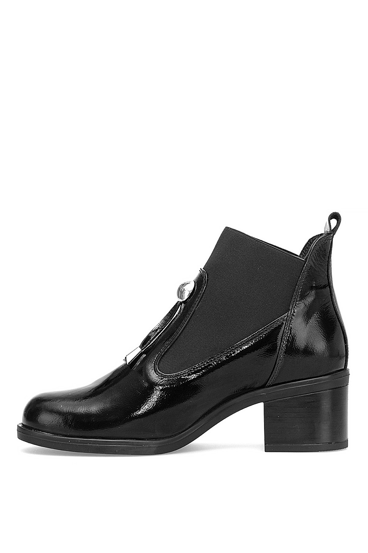D25KB-1805 Kadın Hakiki Rugan Deri Topuklu Bot Siyah - Görsel 4