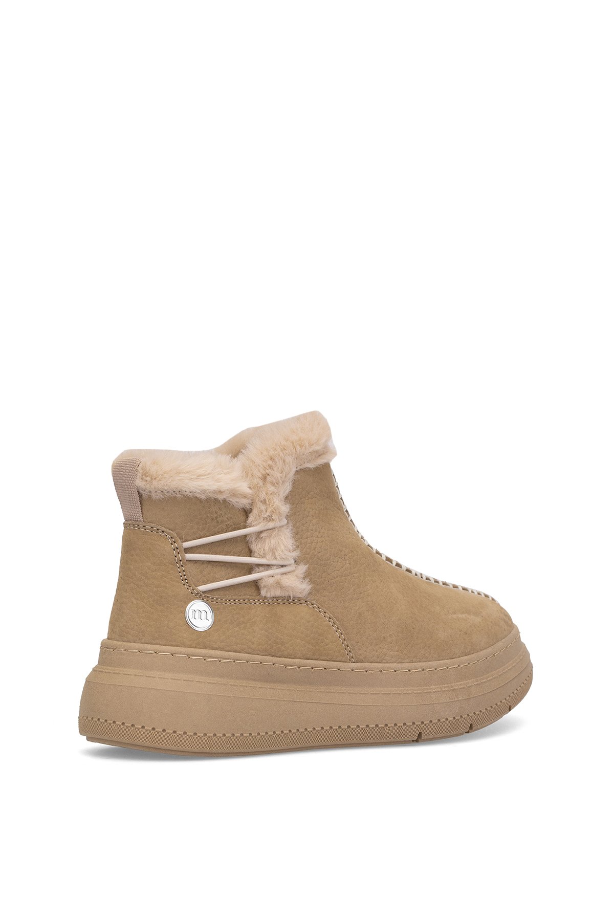 D25KB-1540 Kadın Hakiki Nubuk Deri Düz Bot Bej - Görsel 5