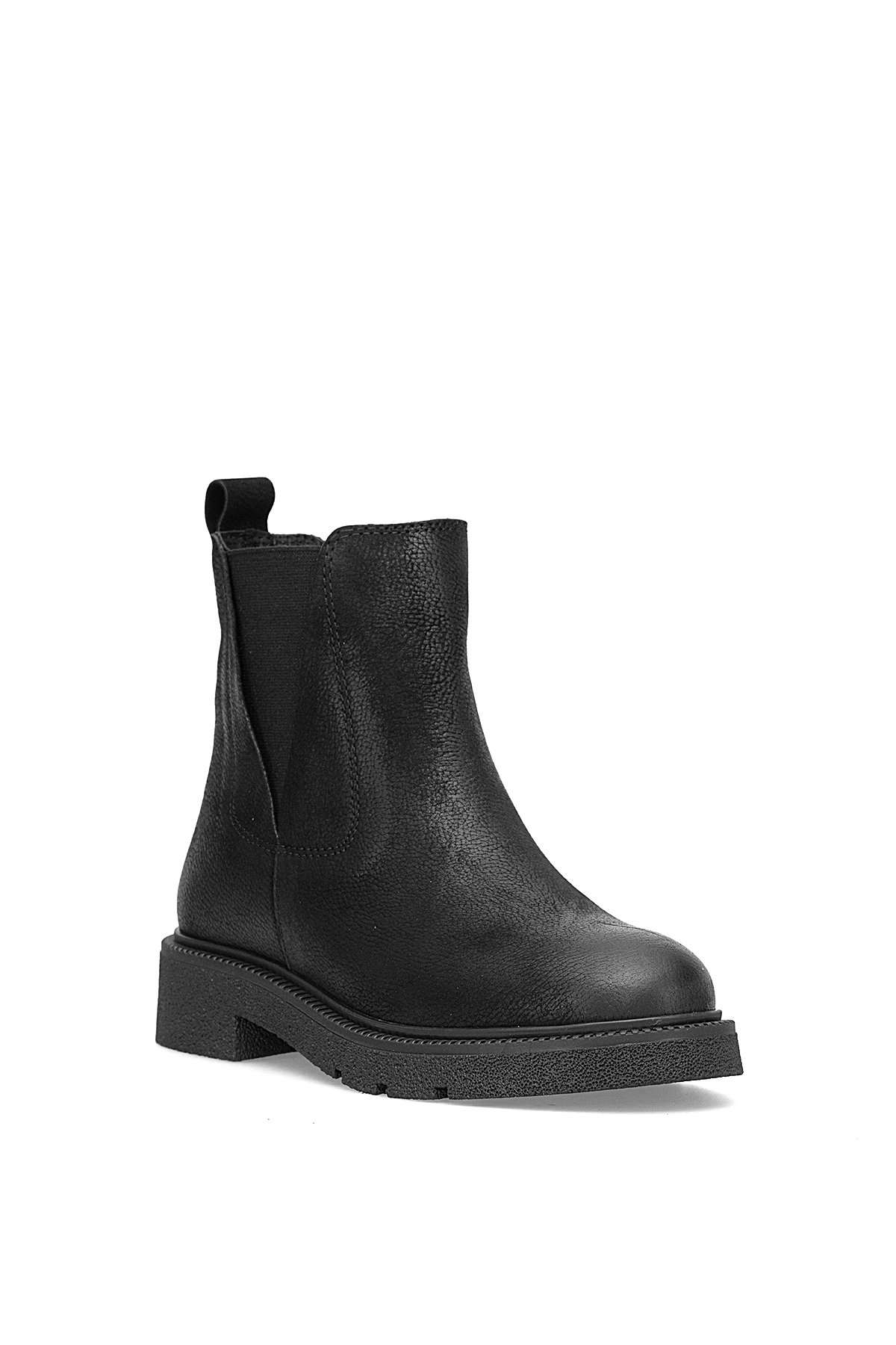 D25KB-8335 Kadın Hakiki Nubuk Deri Chelsea Bot Siyah - Görsel 3