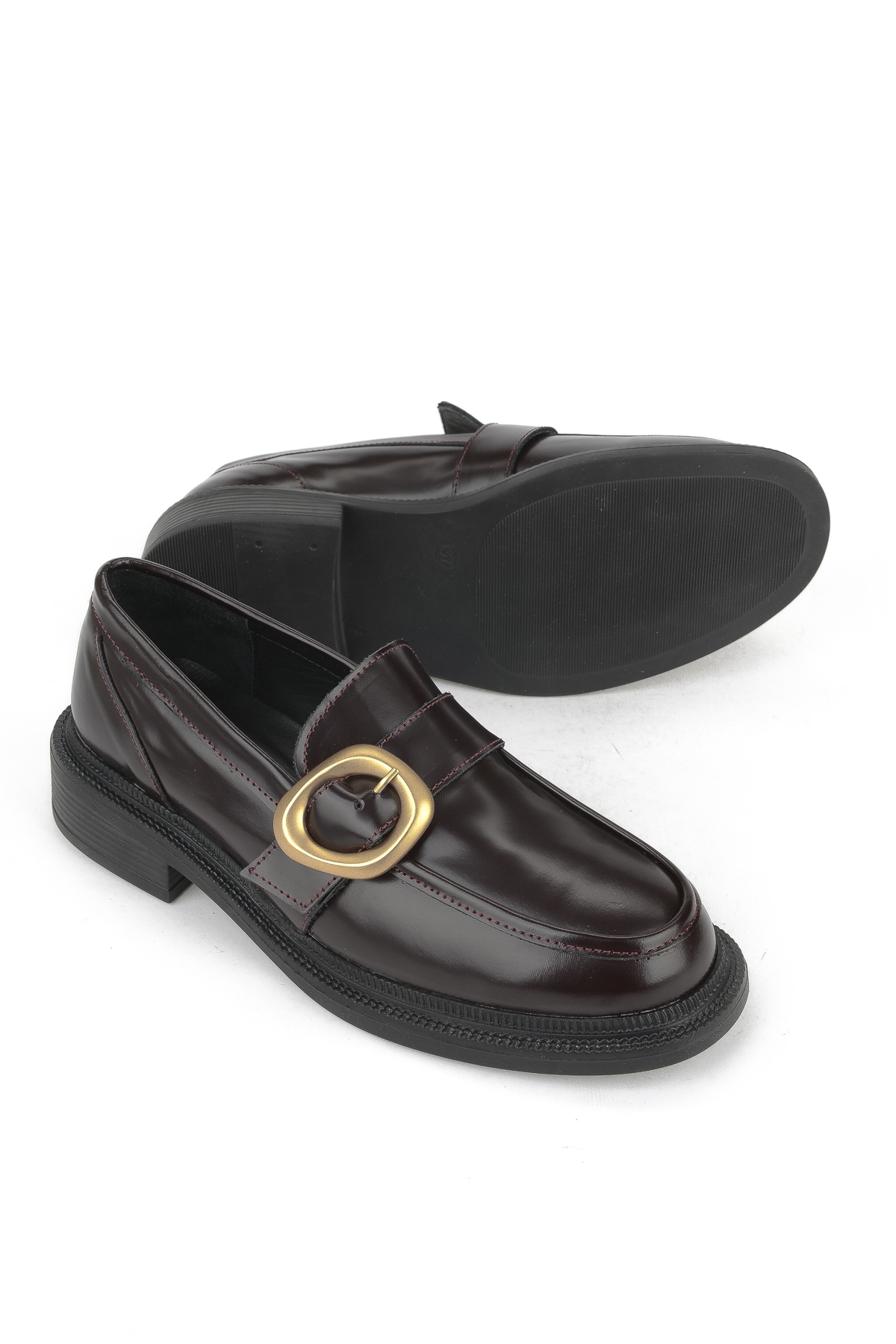 Kadın Hakiki Deri Ayakkabı 153111Z22410 Bordo - Görsel 5