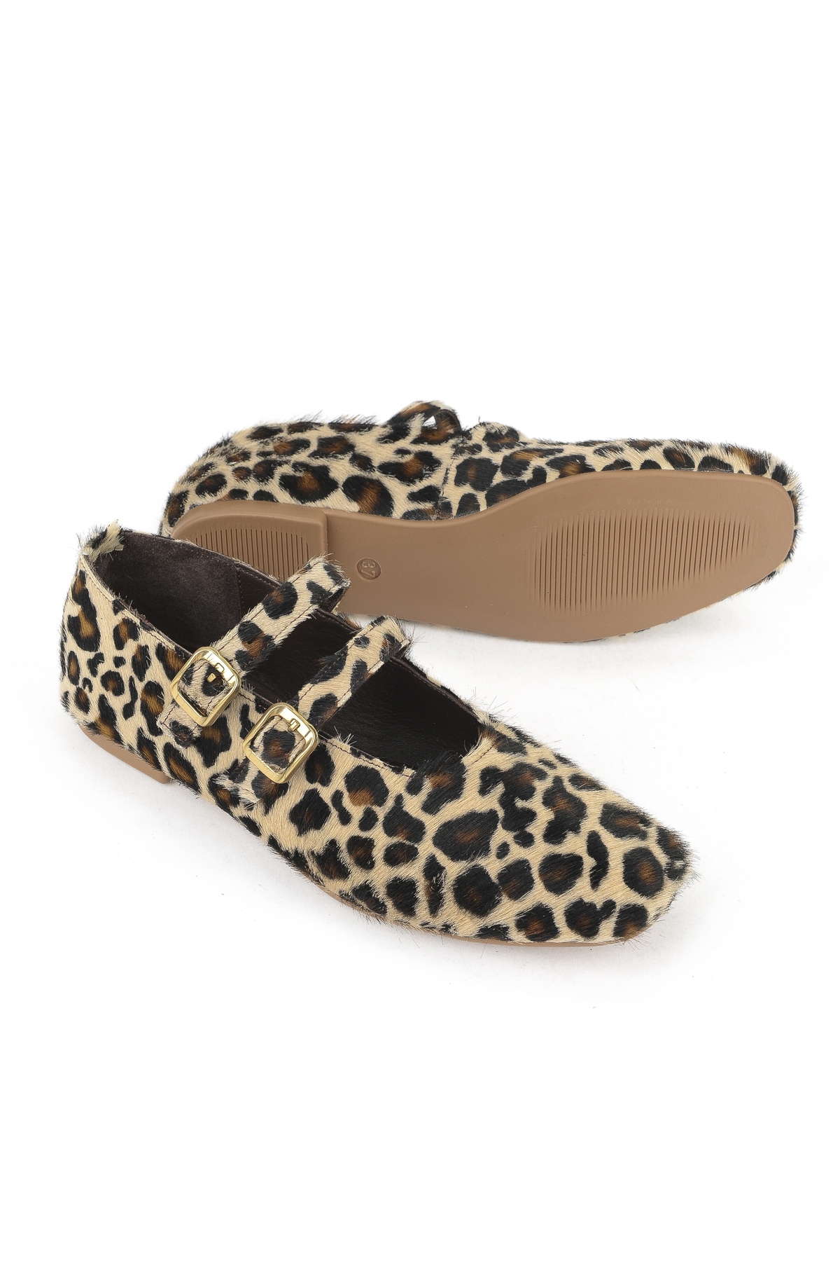 Kadın Hakiki Deri Babet 153111Z40831 Bej-Leopar - Görsel 5