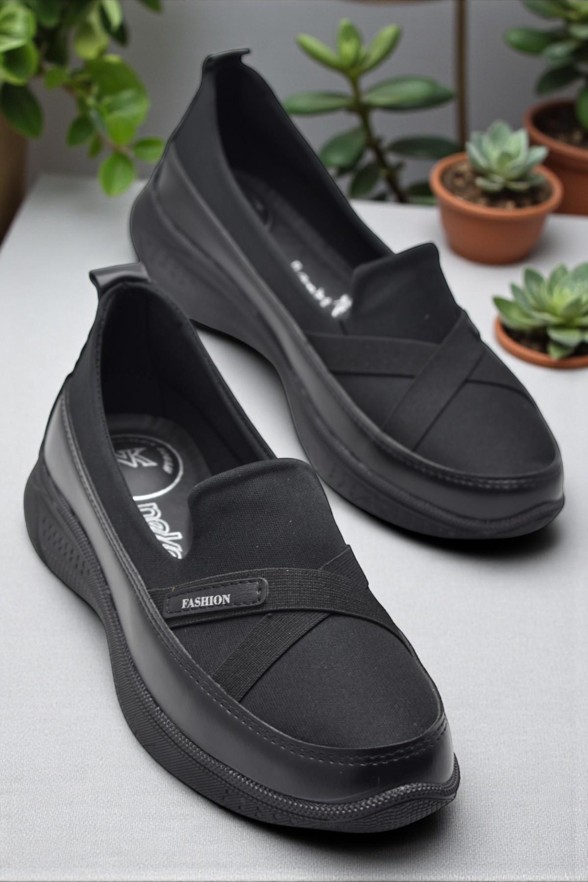 106 Streçli Taşlı Ortopedik Taban Günlük Kadın Ayakkabı Babet Casual Günlük Ayakkabı - Görsel 3