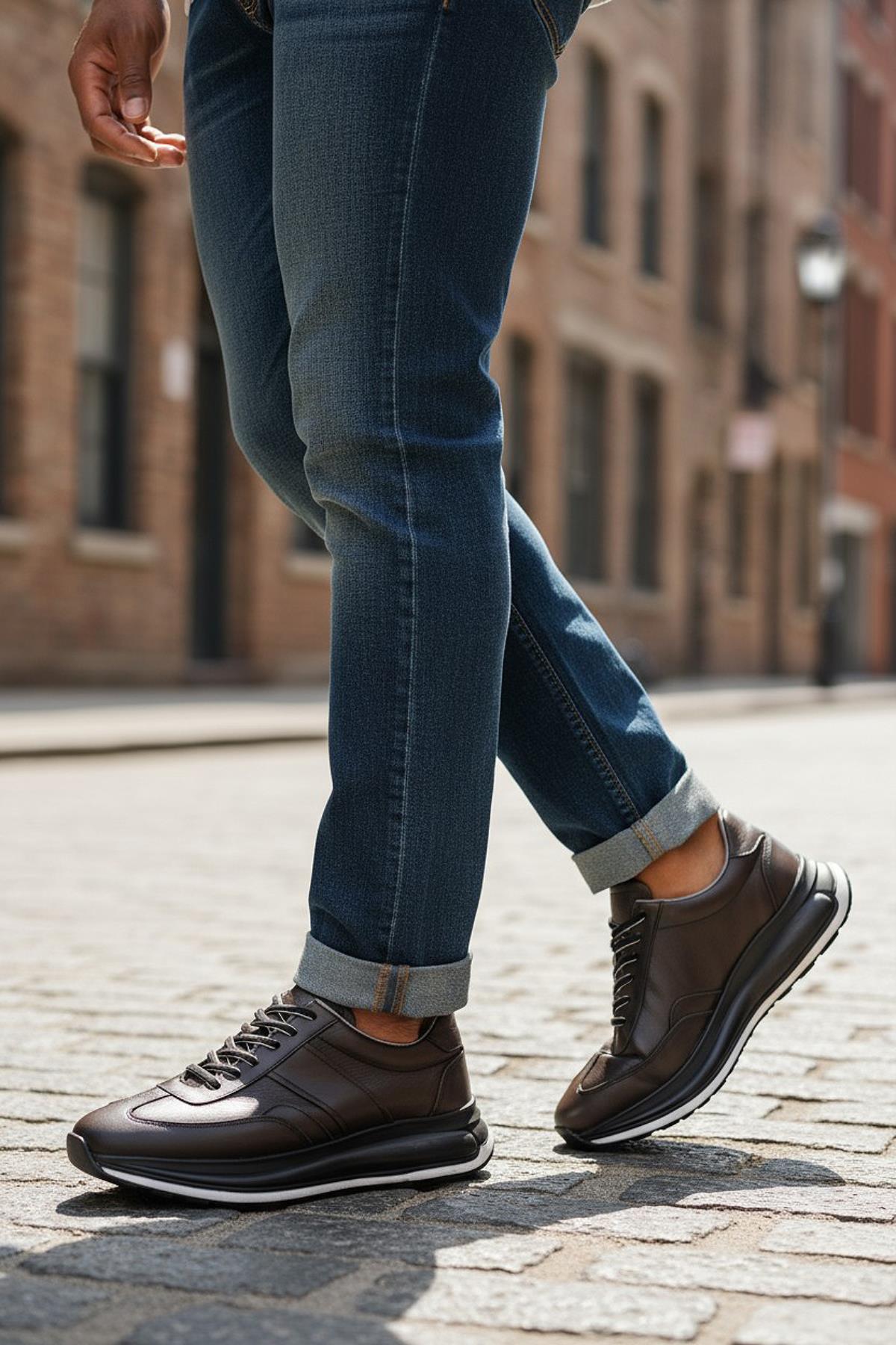 1217-1 Ortopedik Taban Hakiki Deri Günlük Erkek Ayakkabı Kauçuk Taban Casual Ayakkabı - Görsel 2