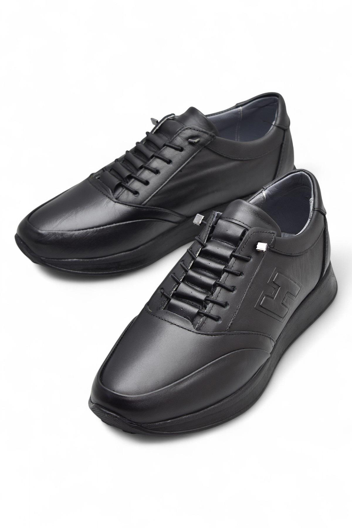 425M Ortopedik Taban Günlük Hakiki Deri Erkek Ayakkabı Casual Ayakkabı Lastik Bağcıklı - Görsel 3