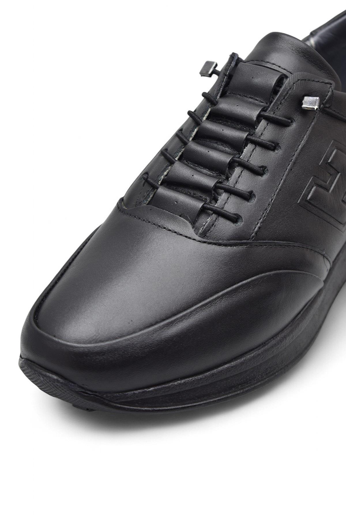 425M Ortopedik Taban Günlük Hakiki Deri Erkek Ayakkabı Casual Ayakkabı Lastik Bağcıklı - Görsel 9