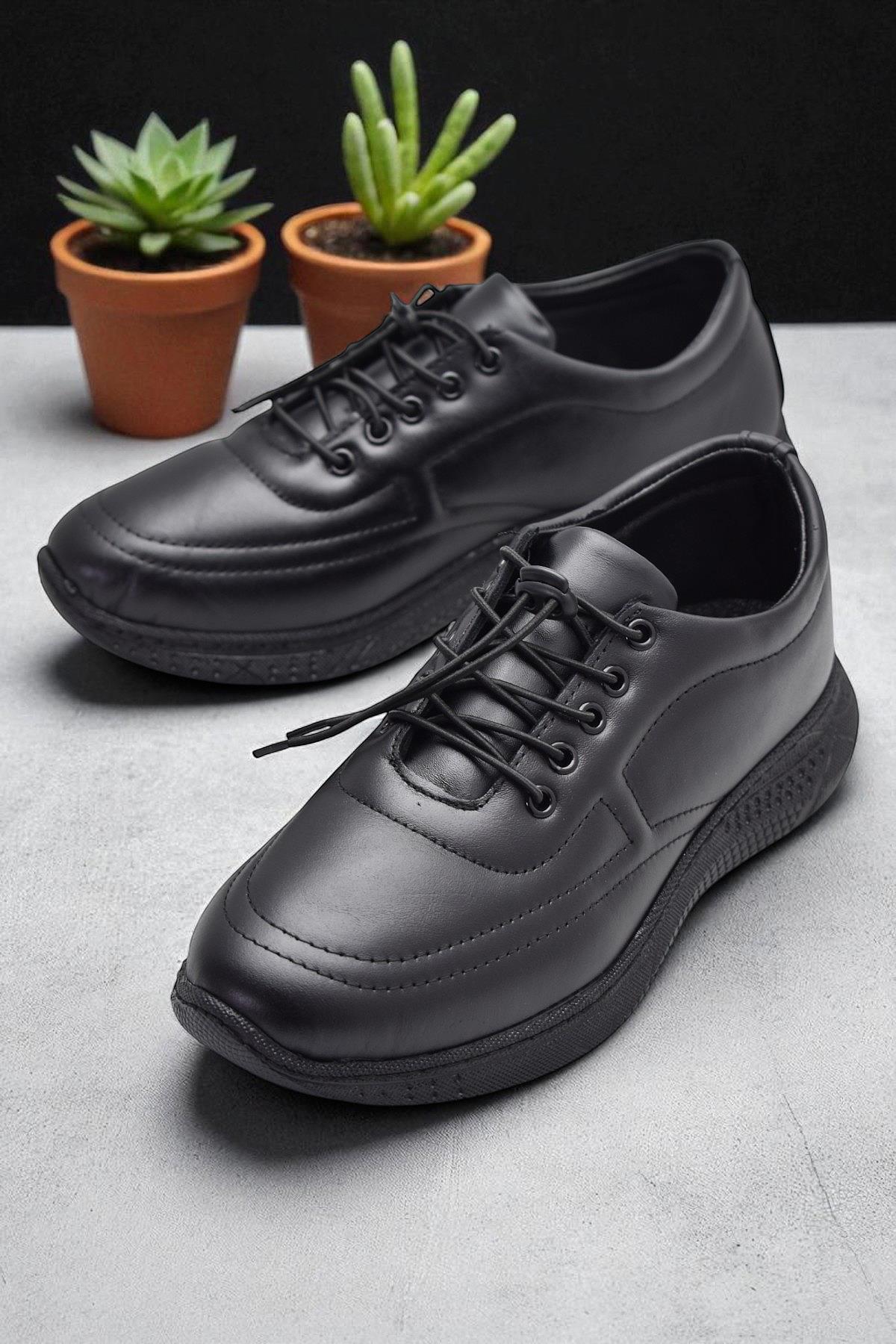 701 Tam Ortopedik Taban Hakiki Deri Erkek Ayakkabı Kadın Ayakkabı Kaymaz Taban Unisex Ayakkabı Lastikli Bağcık - Görsel 2