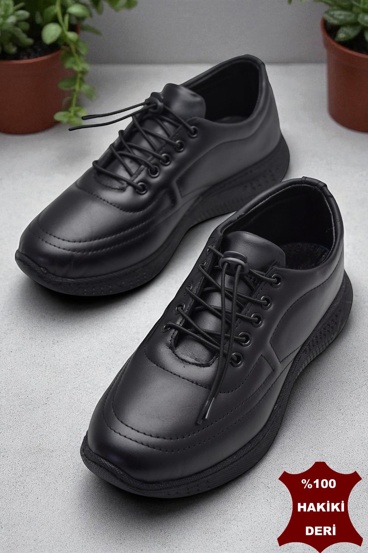 701 Tam Ortopedik Taban Hakiki Deri Erkek Ayakkabı Kadın Ayakkabı Kaymaz Taban Unisex Ayakkabı Lastikli Bağcık - Görsel 3