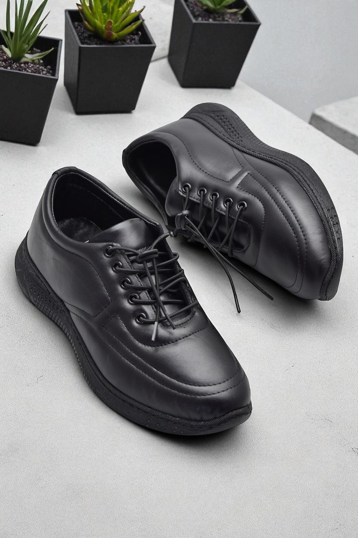 701 Tam Ortopedik Taban Hakiki Deri Erkek Ayakkabı Kadın Ayakkabı Kaymaz Taban Unisex Ayakkabı Lastikli Bağcık - Görsel 5
