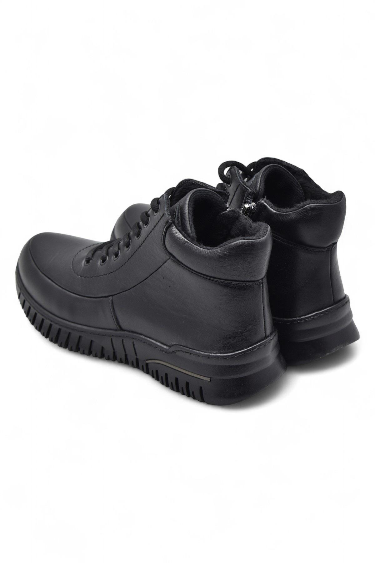 1459 Tam Ortopedik Siyah Hakiki Deri Kadın Bot Ayakkabı Fermuarlı Anne Bot - Görsel 6