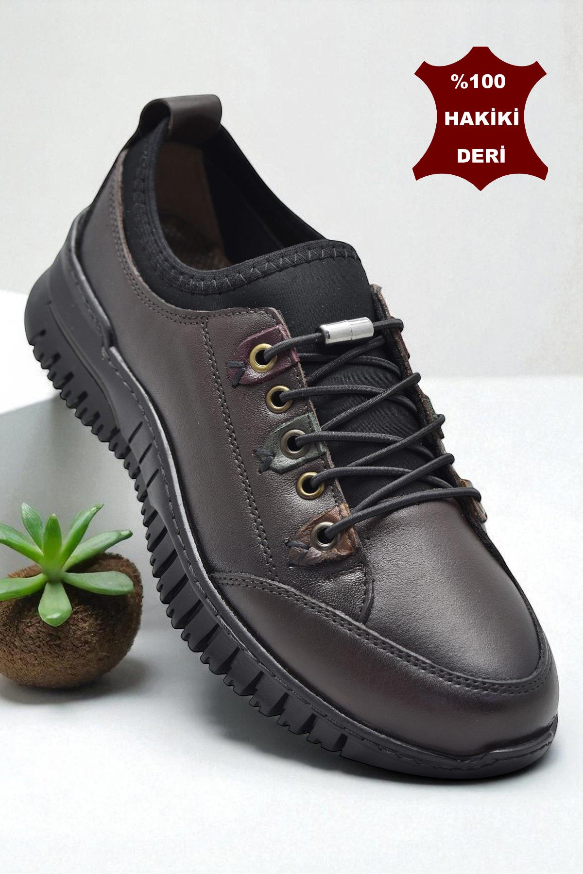 1988-1 Tam Ortopedik %100 Hakiki Deri Günlük Ayakkabı Kadın Ayakkabı Kaymaz Taban - Görsel 3