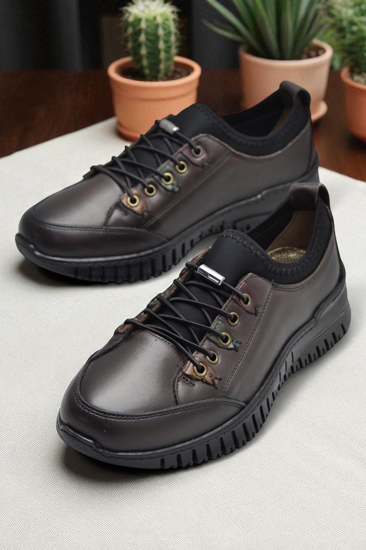 1988-1 Tam Ortopedik %100 Hakiki Deri Günlük Ayakkabı Kadın Ayakkabı Kaymaz Taban - Görsel 4