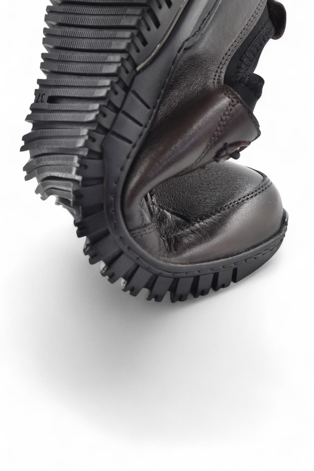 1988-1 Tam Ortopedik %100 Hakiki Deri Günlük Ayakkabı Kadın Ayakkabı Kaymaz Taban - Görsel 8