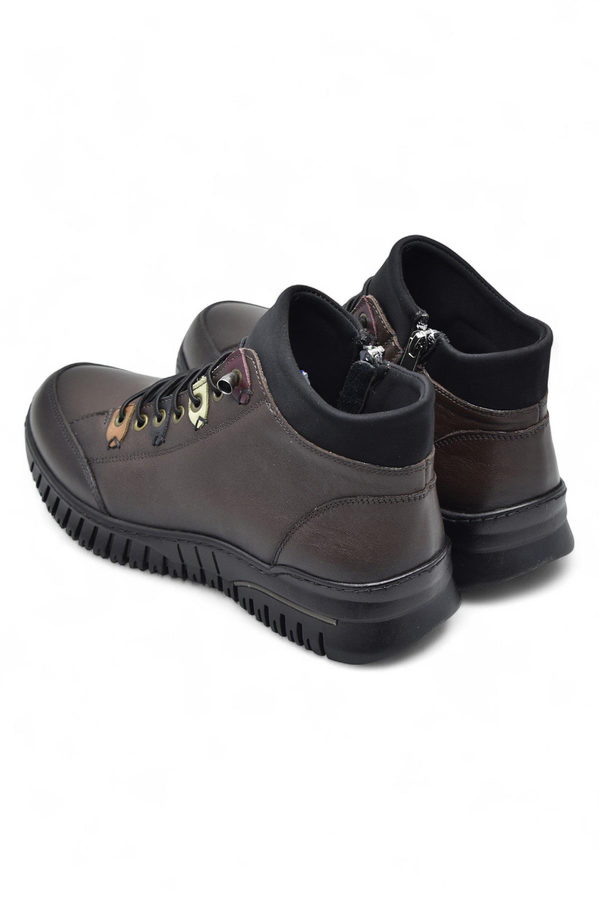 1988 Tam Ortopedik Siyah Hakiki Deri Kadın Bot Lastikli Fermuarlı Kışlık Anne Deri Bot - Görsel 6