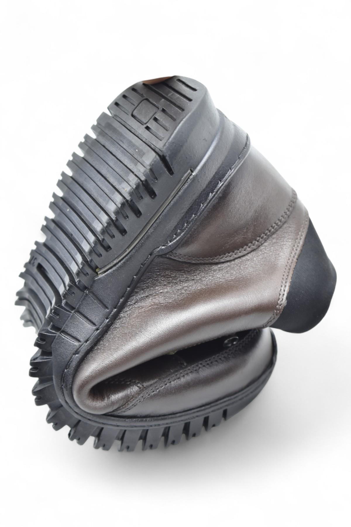 1988 Tam Ortopedik Siyah Hakiki Deri Kadın Bot Lastikli Fermuarlı Kışlık Anne Deri Bot - Görsel 7