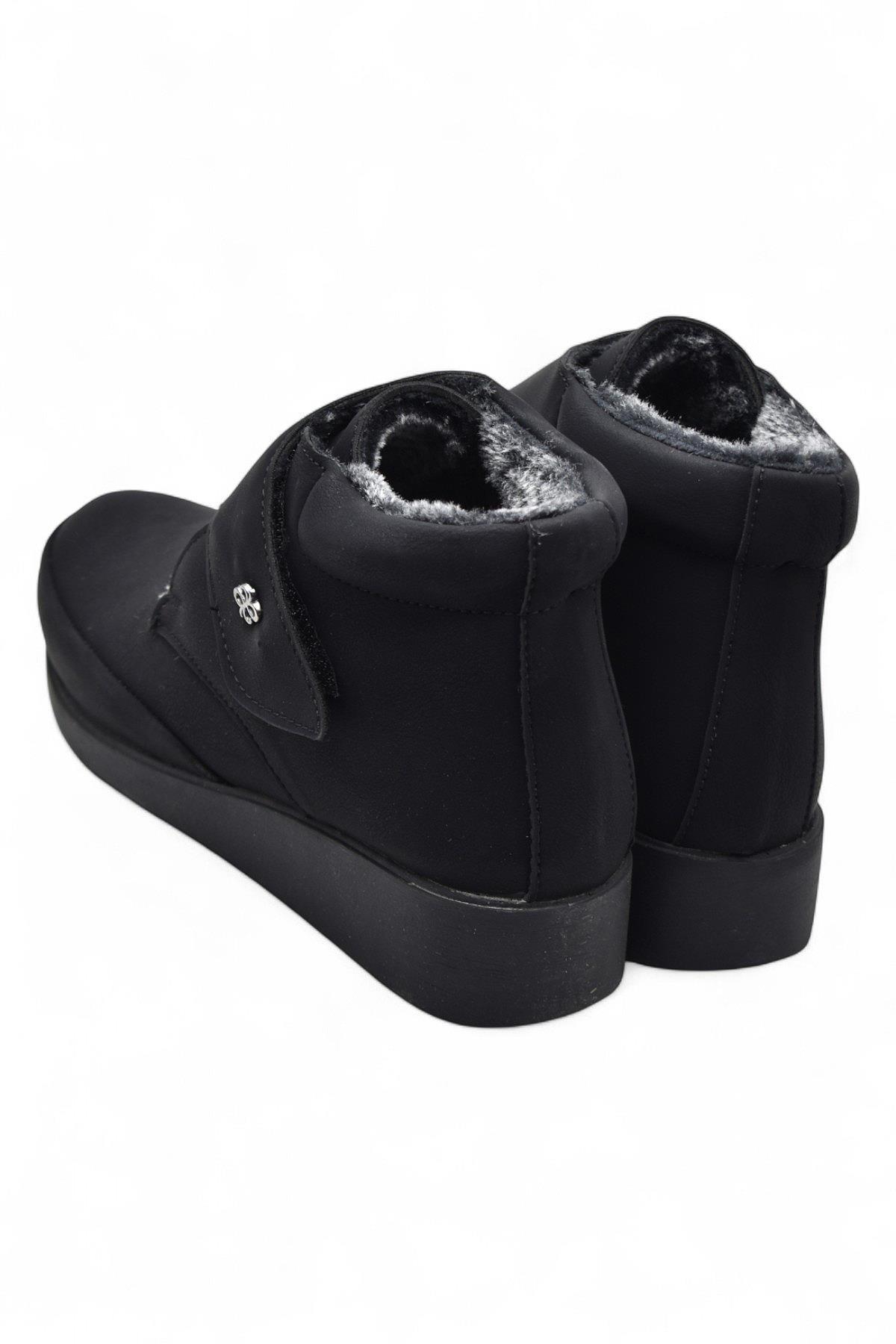 200ZMRT Ortopedik Taban İçi Kürklü Siyah Anne Botu Kadın Cırtlı Bot Ayakkabı - Görsel 7