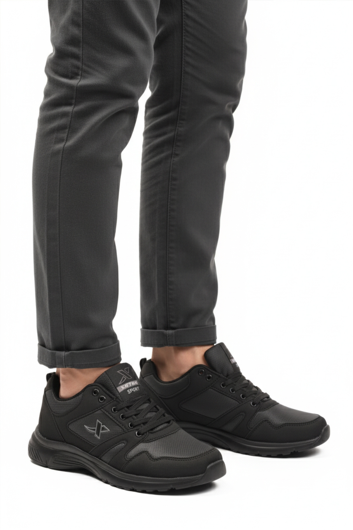 Aspor Siyah Büyük Numara Bağcıklı Erkek Spor Ayakkabı - Görsel 2