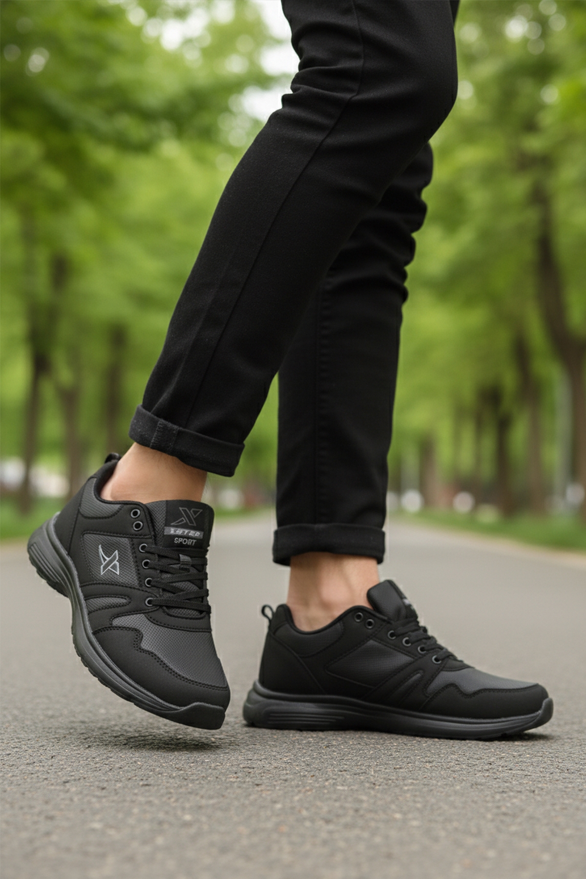 Aspor Siyah Büyük Numara Bağcıklı Erkek Spor Ayakkabı - Görsel 4