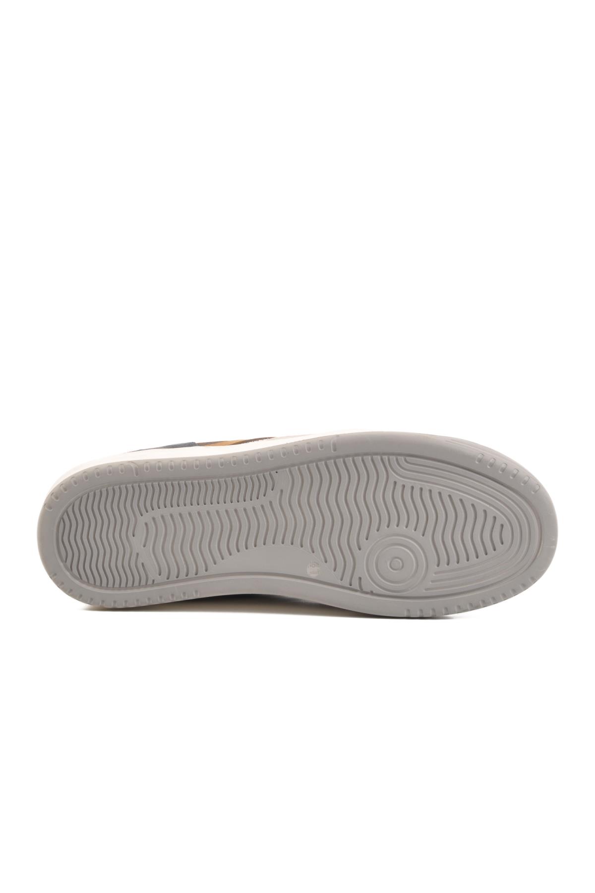 4Y1987 Bej Hakiki Deri Erkek Sneaker - Görsel 6