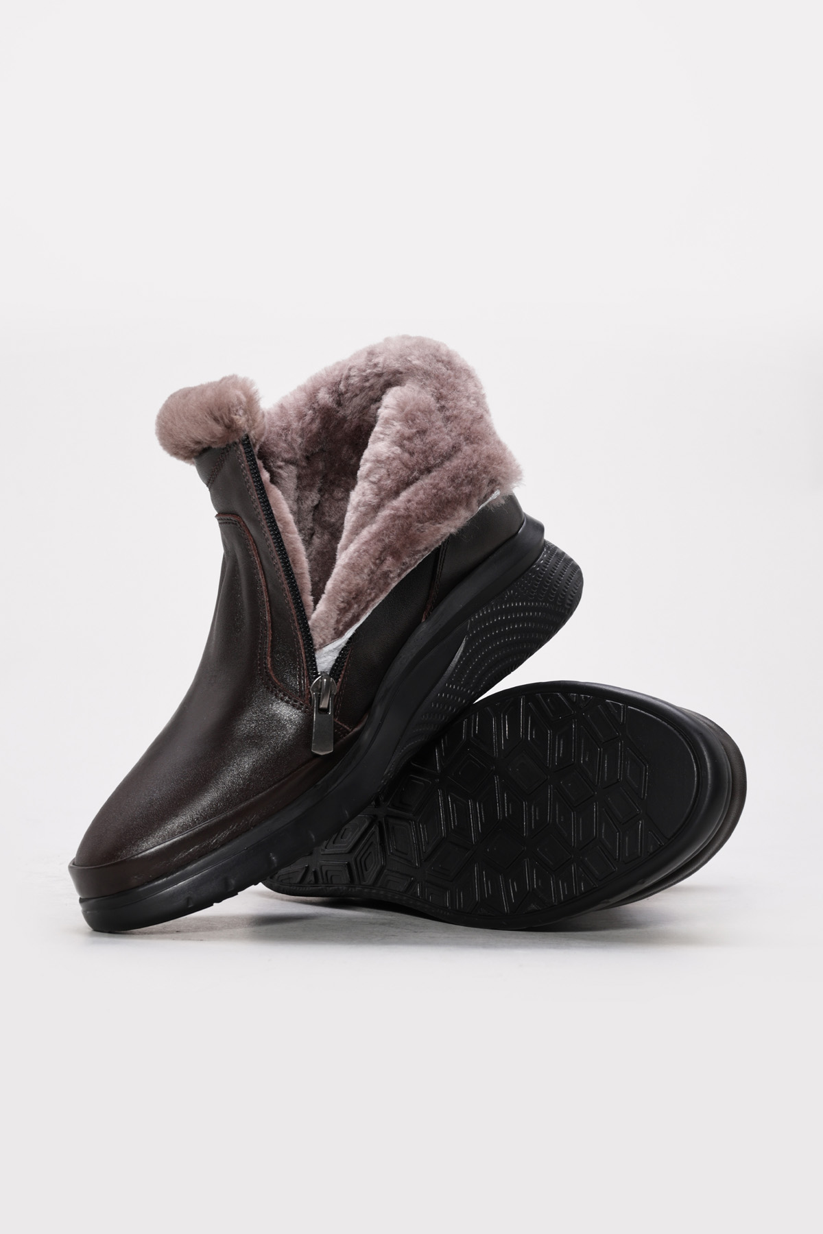Hakiki Deri Kürklü Kadın Klasik Bot 411KZA995 - Görsel 4