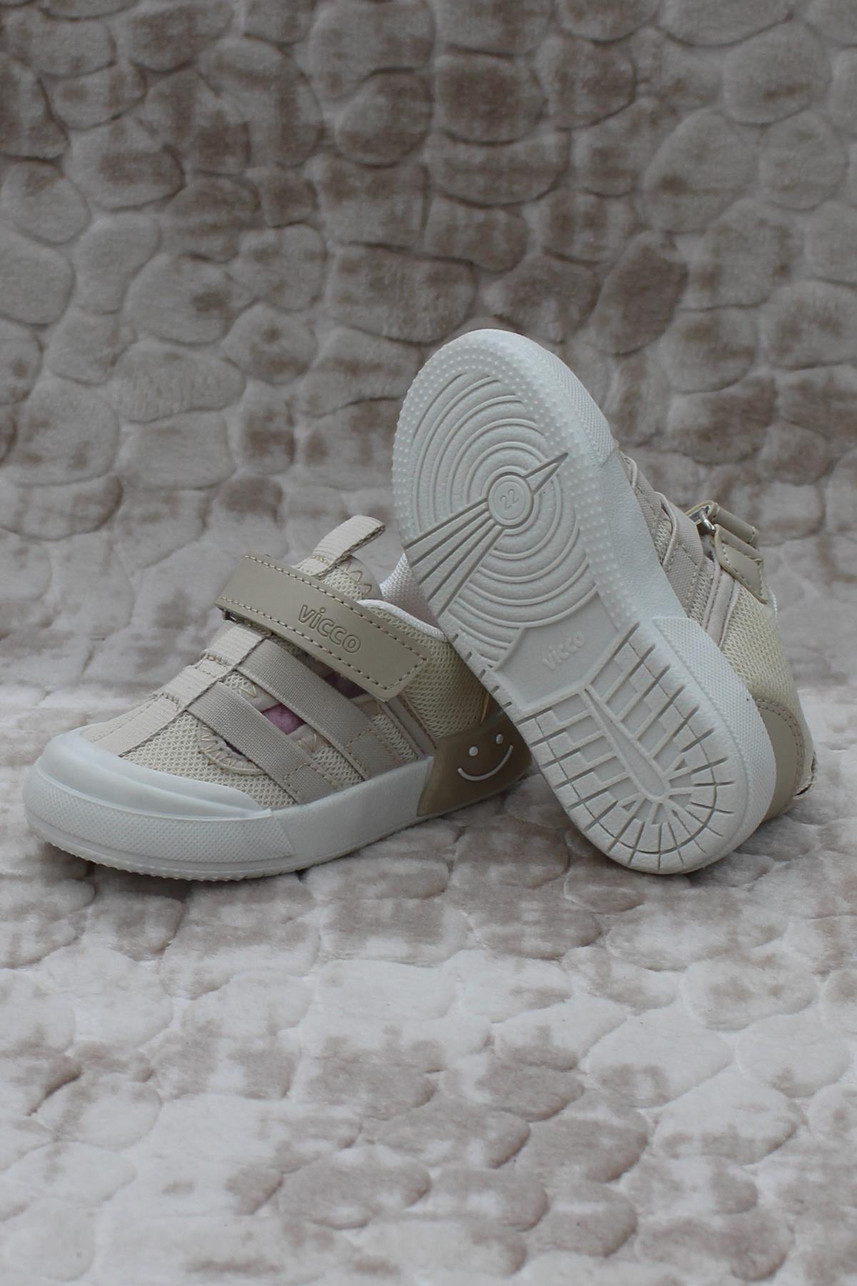 346.P24Y.145 Momo Bej Keten Işıklı Erkek Çocuk Ayakkabı - Görsel 6