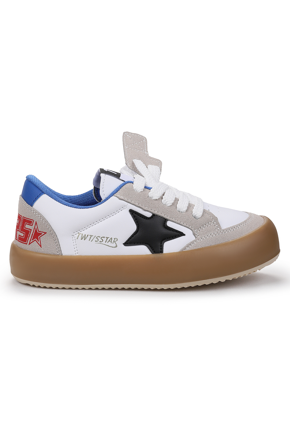 Rida Günlük Cırtlı Bağcıklı Erkek Çocuk Spor Ayakkabı Buz - Beyaz - Saks - Görsel 2