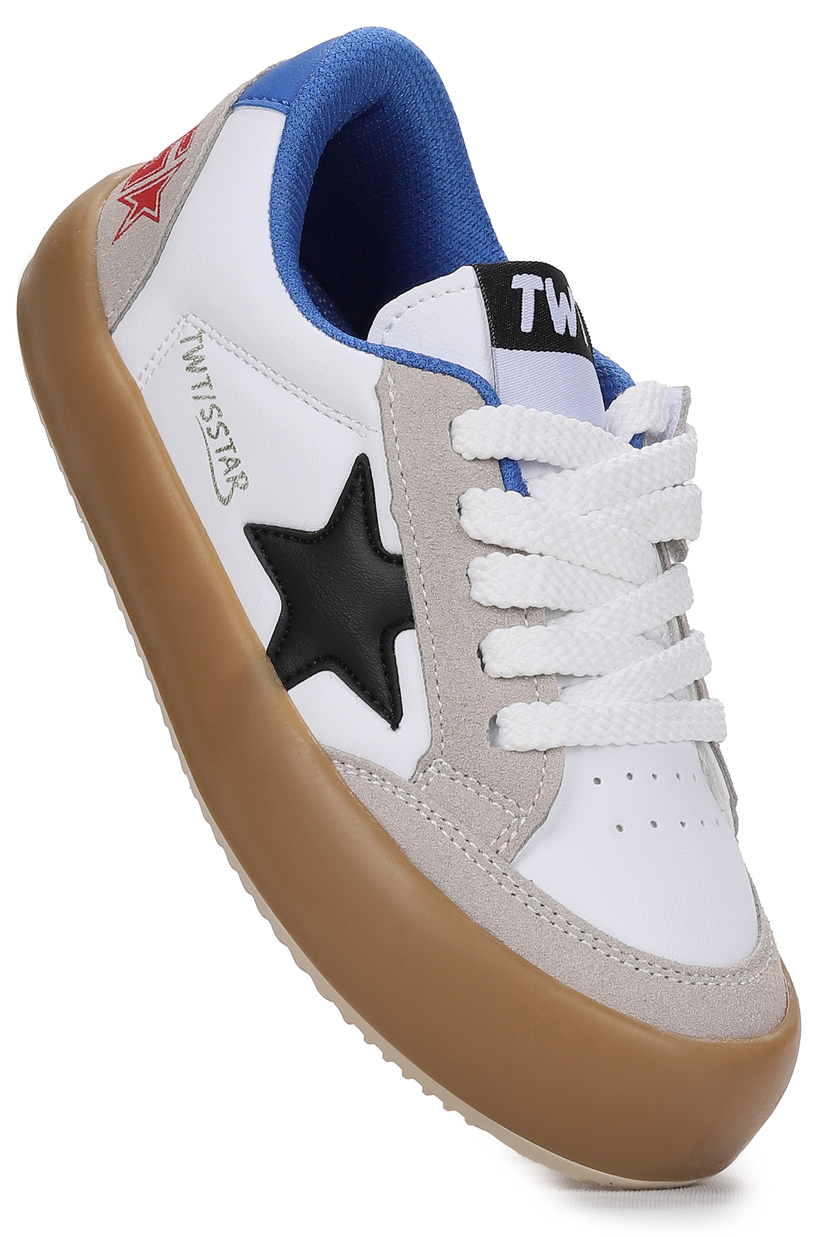 Rida Günlük Cırtlı Bağcıklı Erkek Çocuk Spor Ayakkabı Buz - Beyaz - Saks - Görsel 4