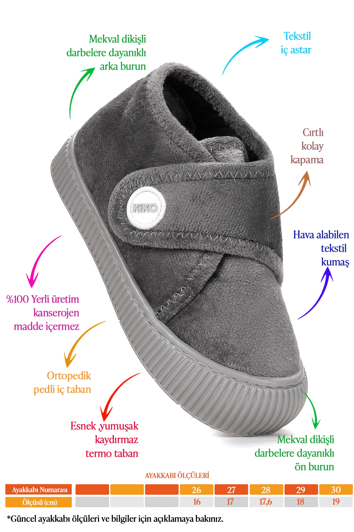 Petri Günlük Kız Çocuk Ev Okul Kreş Panduf Gri - Görsel 3