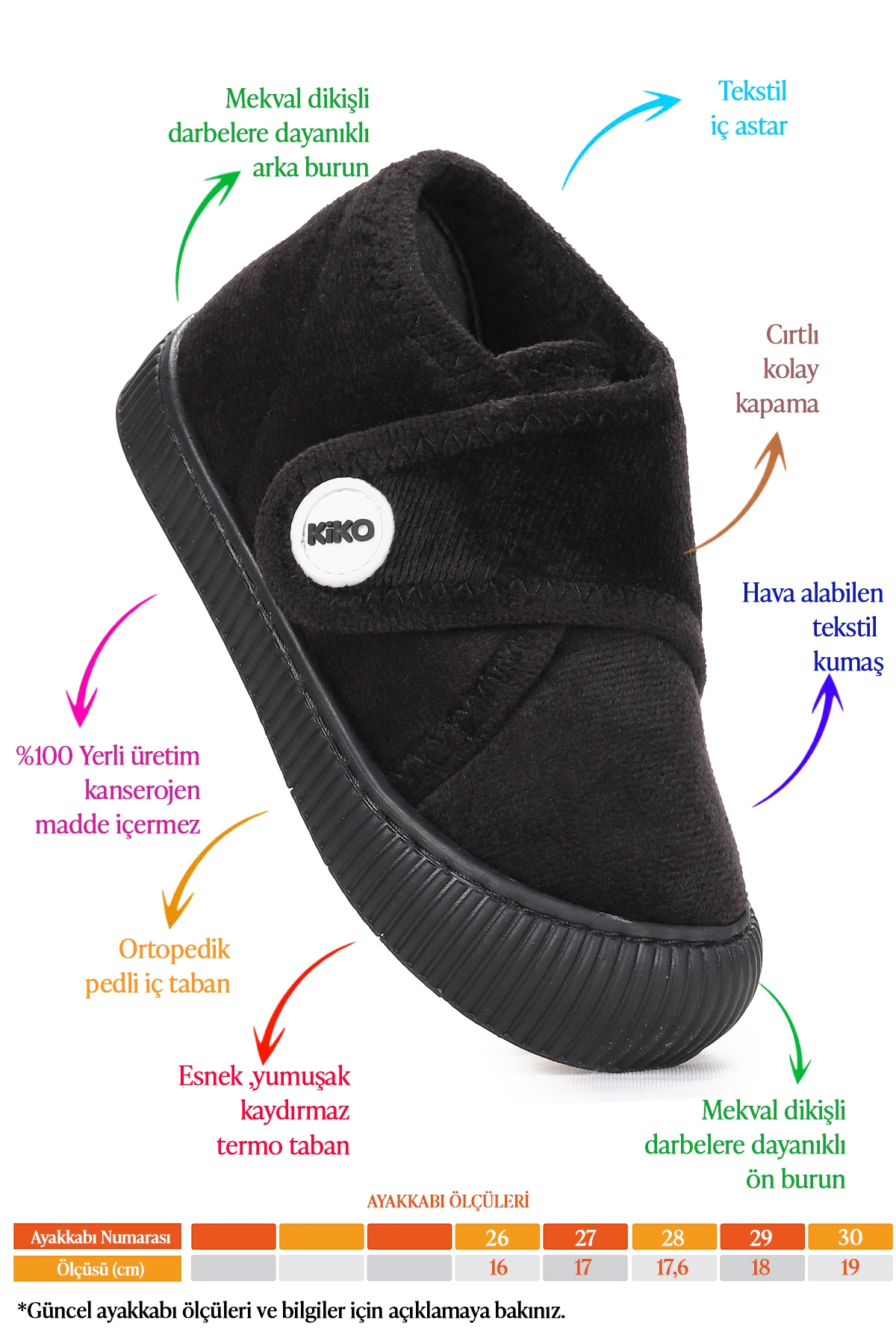 Petri Günlük Kız Çocuk Ev Okul Kreş Panduf Siyah - Görsel 3