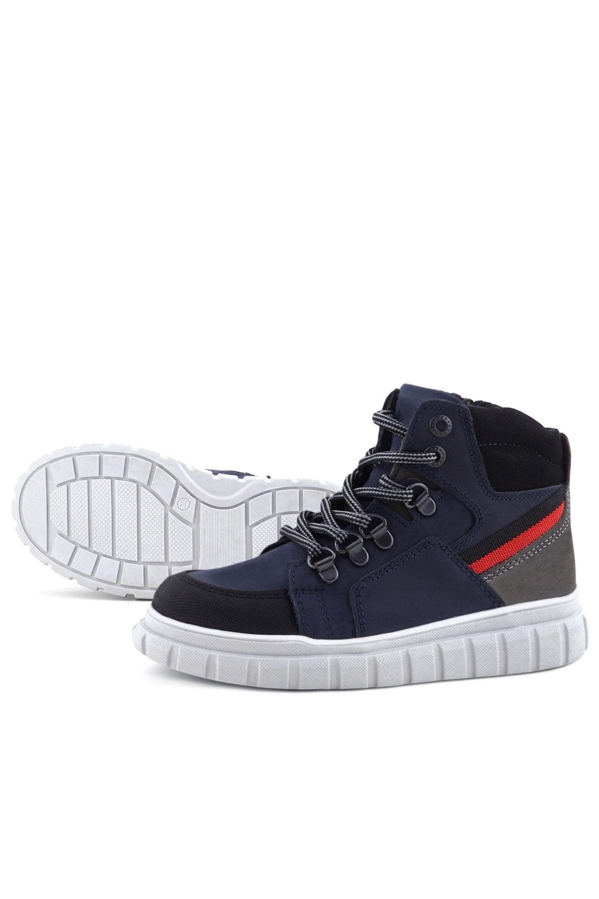 Hakiki Deri Lacivert Fermuarlı Erkek Çocuk Bot - Görsel 7