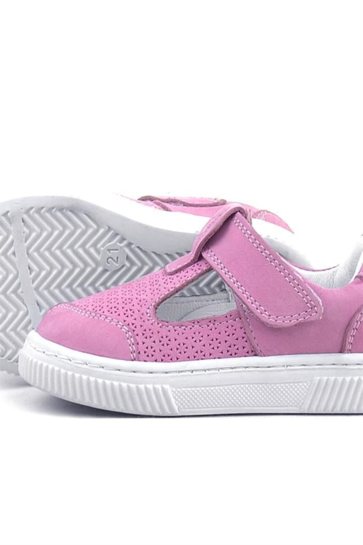 Bheem Hakiki Deri Pembe Cırtlı Bebek Sneaker Sandalet - Görsel 5