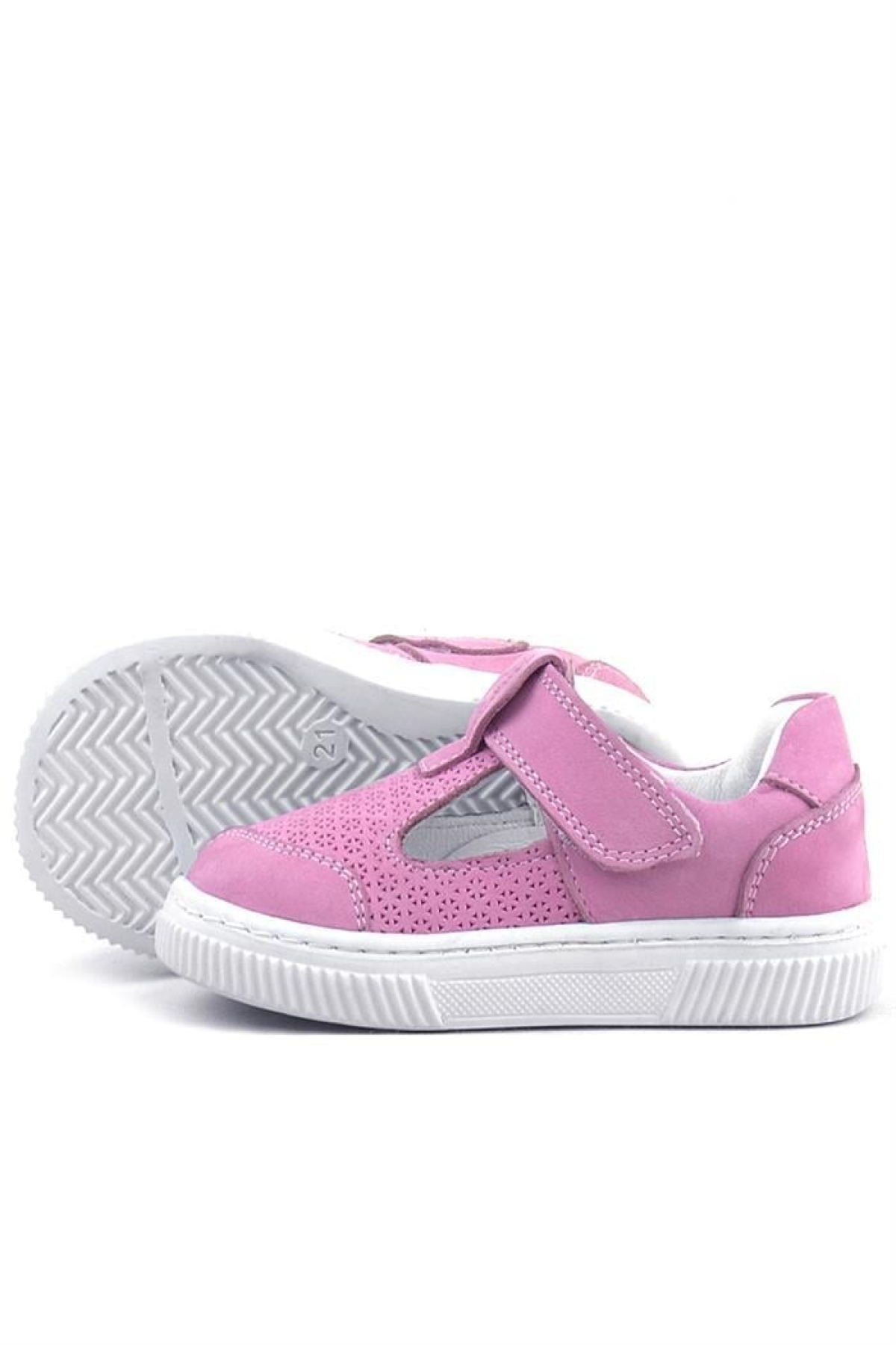 Bheem Hakiki Deri Pembe Cırtlı Bebek Sneaker Sandalet - Görsel 8