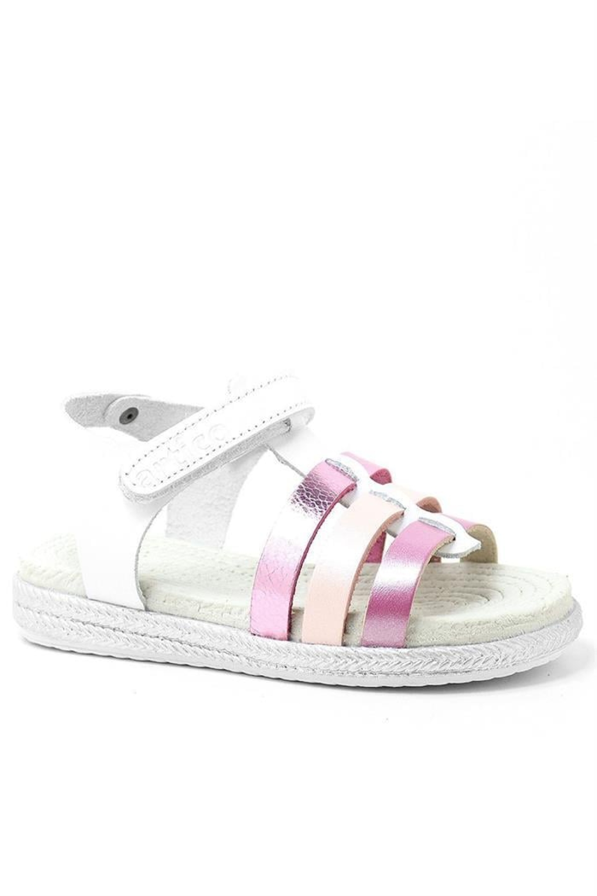 Artico Bellini Vaketa Hakiki Deri Beyaz Fuşya Pembe Kız Bebek Çocuk Sandalet - Görsel 2