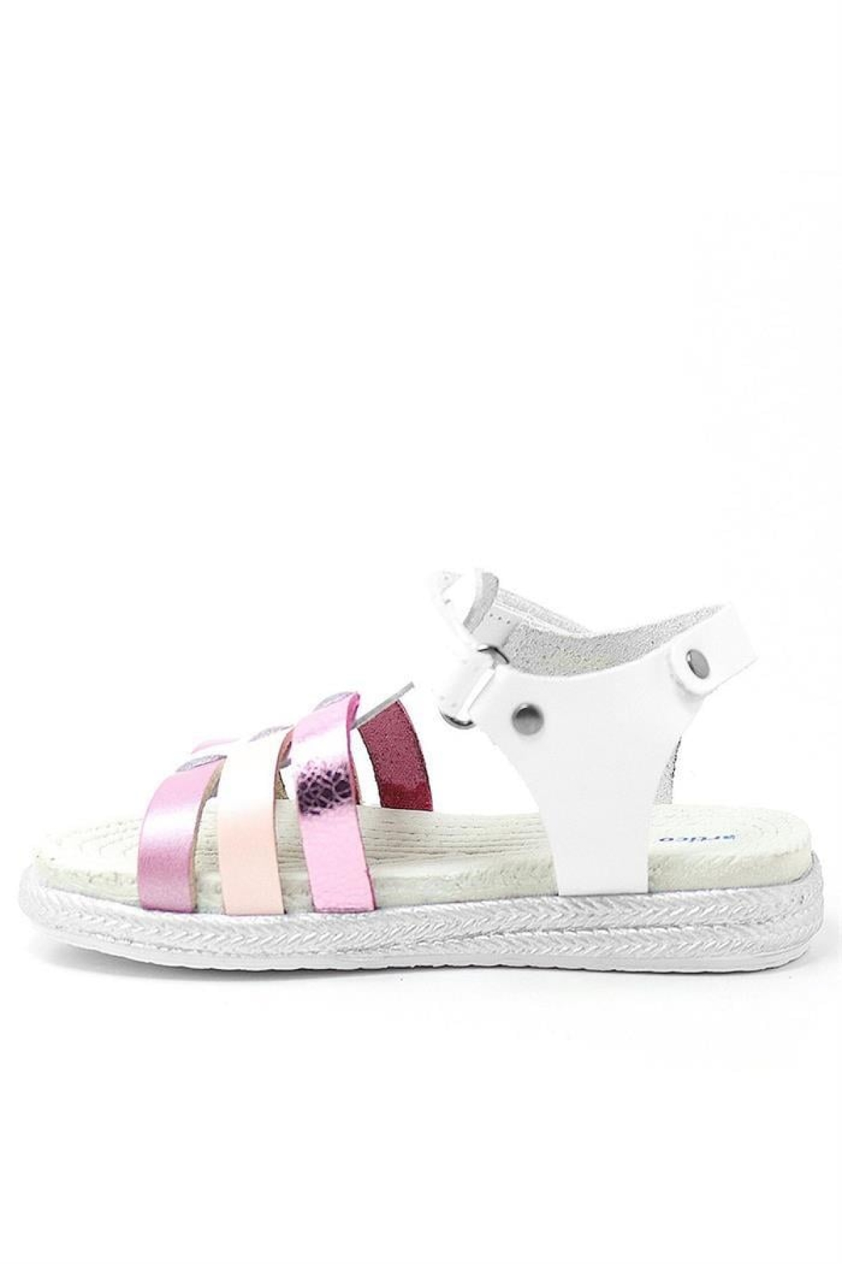 Artico Bellini Vaketa Hakiki Deri Beyaz Fuşya Pembe Kız Bebek Çocuk Sandalet - Görsel 4
