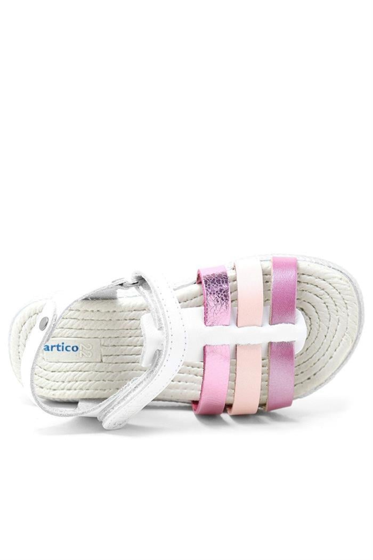 Artico Bellini Vaketa Hakiki Deri Beyaz Fuşya Pembe Kız Bebek Çocuk Sandalet - Görsel 6