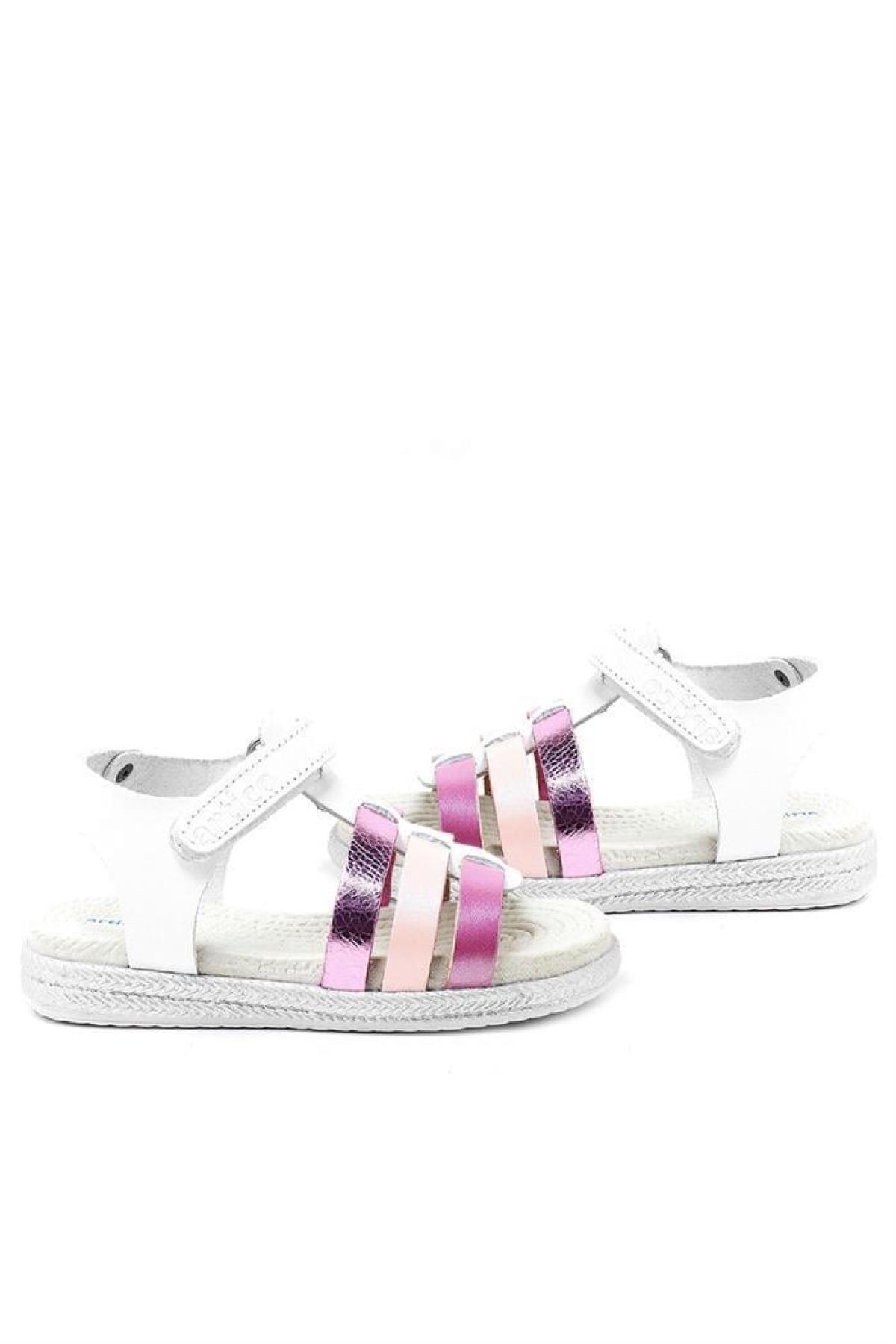 Artico Bellini Vaketa Hakiki Deri Beyaz Fuşya Pembe Kız Bebek Çocuk Sandalet - Görsel 8