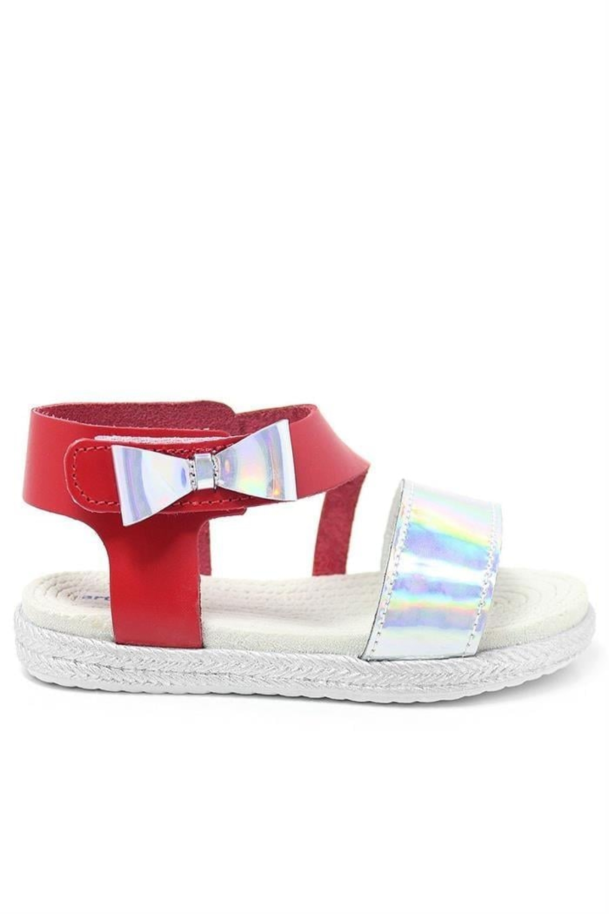 Artico Elenis Hakiki Deri Kırmızı Gümüş Kız Bebek Sandalet - Görsel 3