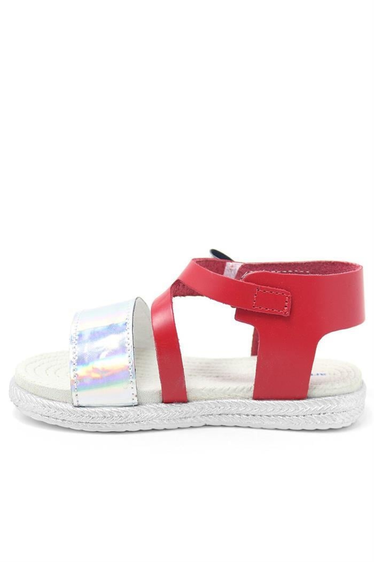 Artico Elenis Hakiki Deri Kırmızı Gümüş Kız Bebek Sandalet - Görsel 4