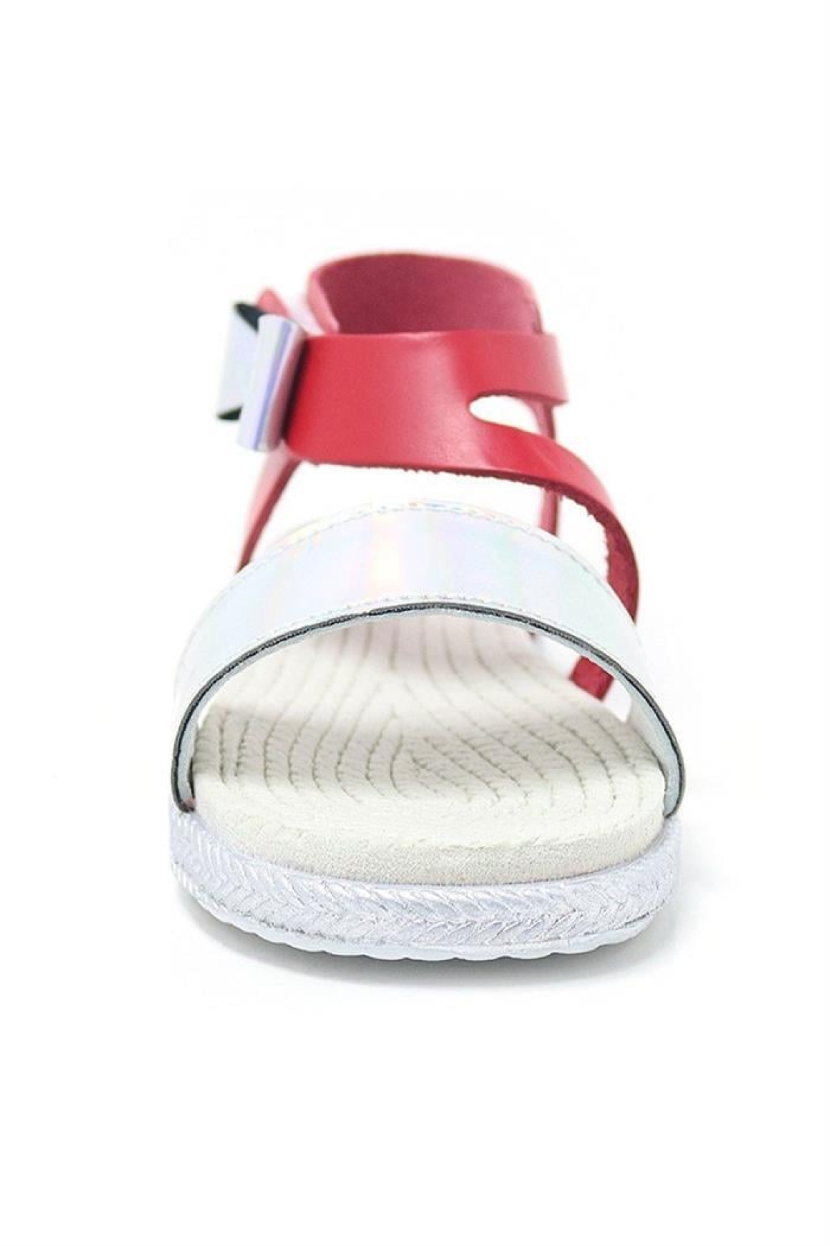 Artico Elenis Hakiki Deri Kırmızı Gümüş Kız Bebek Sandalet - Görsel 5