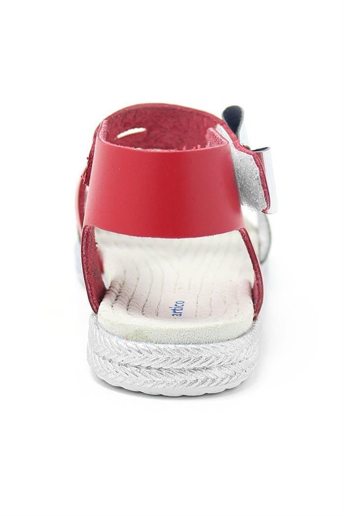 Artico Elenis Hakiki Deri Kırmızı Gümüş Kız Bebek Sandalet - Görsel 6