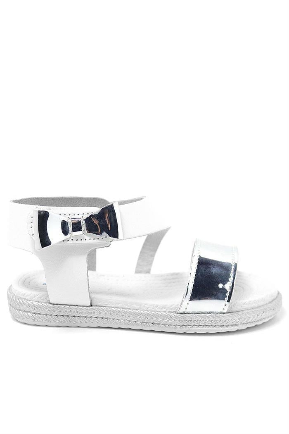 Artico Elenis Hakiki Deri Beyaz Gümüş Kız Bebek Sandalet - Görsel 3