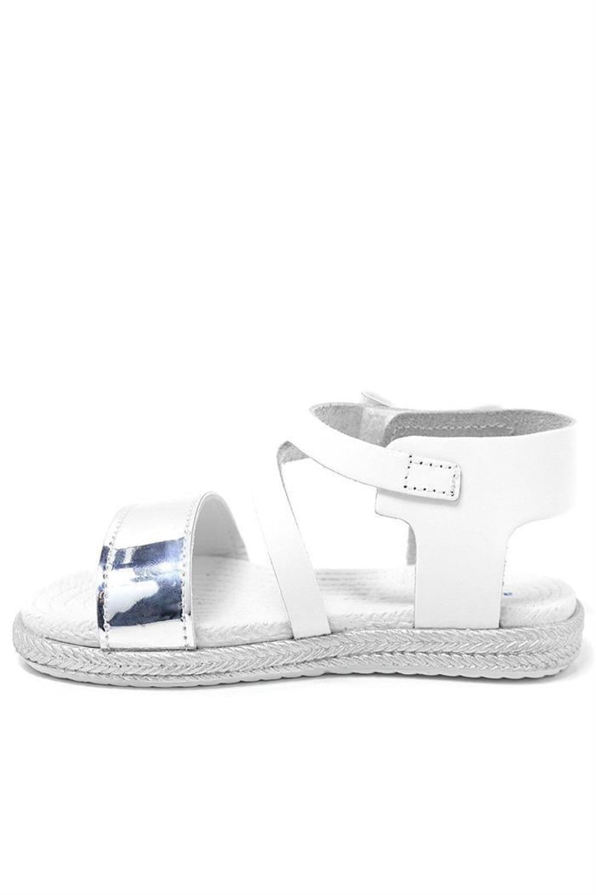 Artico Elenis Hakiki Deri Beyaz Gümüş Kız Bebek Sandalet - Görsel 4