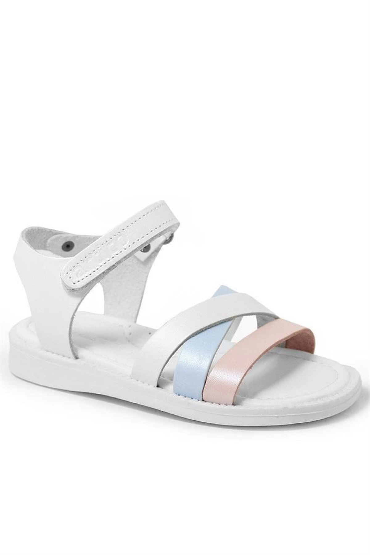 Artico Alexia Hakiki Deri Vaketa Pembe Beyaz Kız Bebek Sandalet - Görsel 2