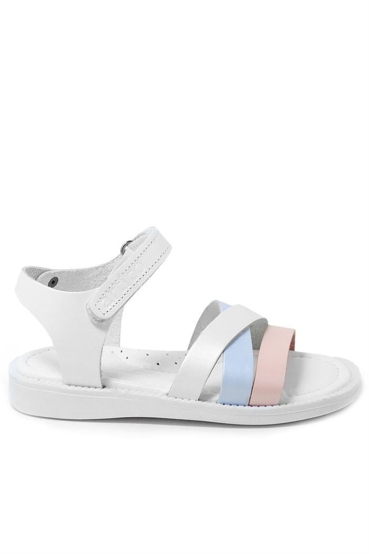 Artico Alexia Hakiki Deri Vaketa Pembe Beyaz Kız Bebek Sandalet - Görsel 3
